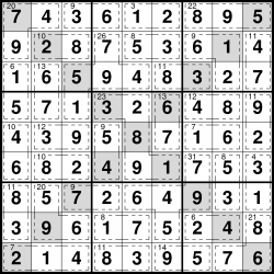 Example Killer Sudoku X solution